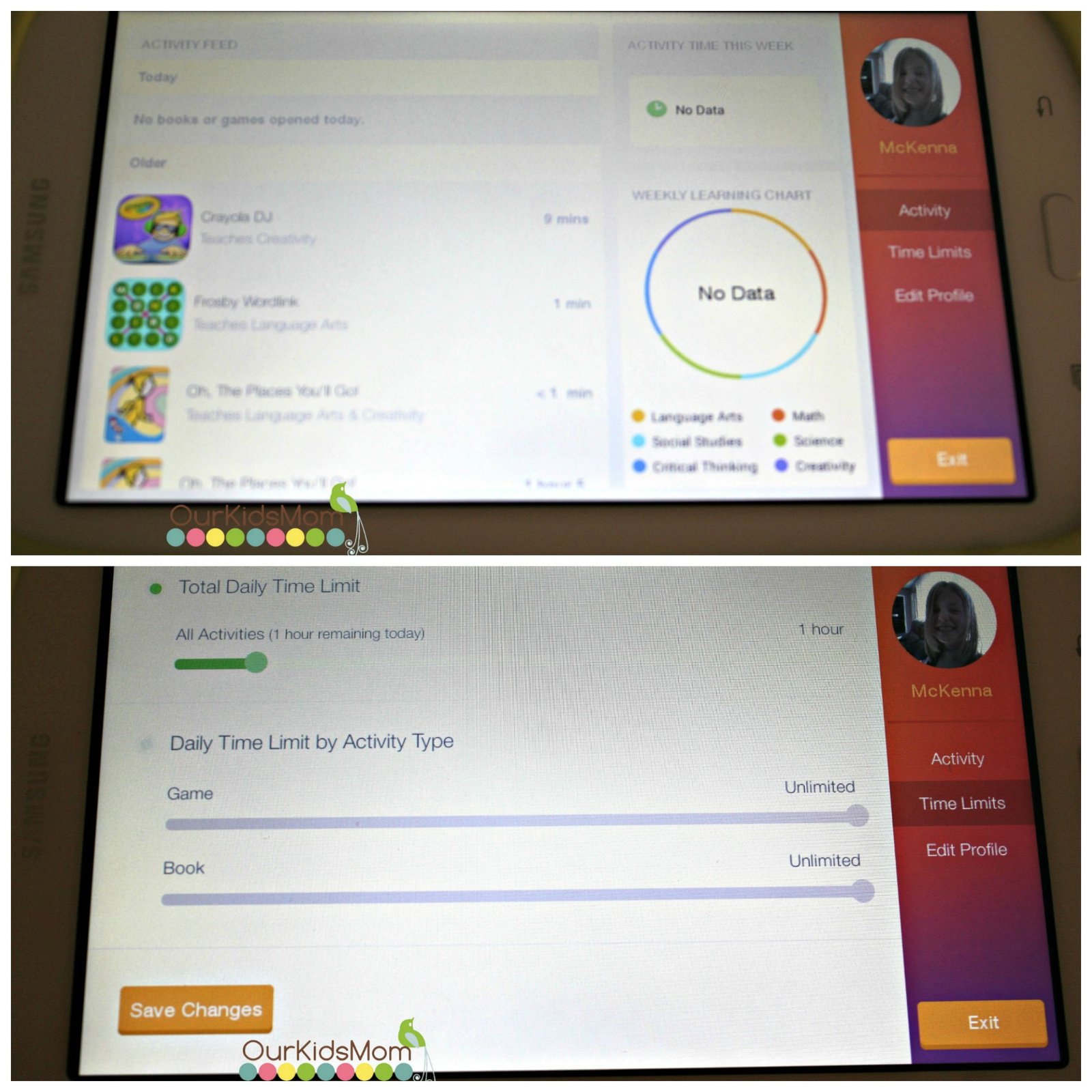 Kid's Profile Settings